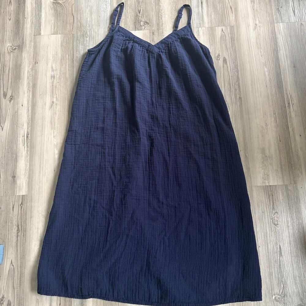 Gap 100% Cotton Blue Maxi Dress Beachy Coastal Sundress Vacation Size Medium - Picture 2 of 6